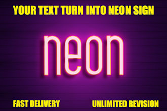 customized 80s neon logo , neon light, neon sign text in 2hr