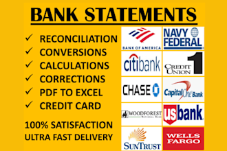 do reconcile bank statement PDF to editable format