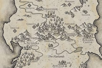 draw vector map llustration, fantasy map design for novel map