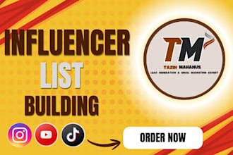 find influencer list from instagram, youtube and tiktok
