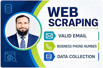 do scraping, data collection, valid emil and phone number