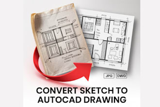 convert hand sketch to professional autocad drawing technical blueprint dwg file