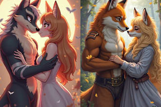 draw a sfw or nsfw furry art, anime, fursona art character