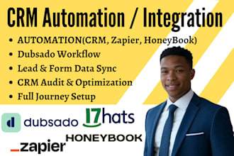 setup CRM workflows using honeybook dubsado 17hats acuity with zapier