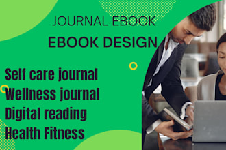 design daily self care journal, wellness journal, digital reading journal ebook