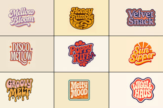 design a bold 70s retro funky typography logo