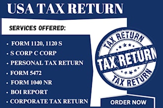 prepare and efile USA tax returns for individual and business 1040, 1120, 1065