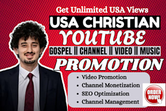 promote USA christian youtube gospel music video SEO, channel monetization