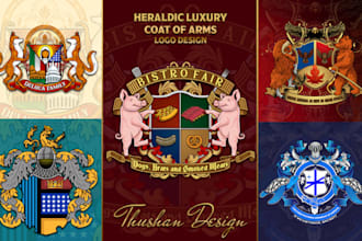 design royal coat of arms, heraldic family crest logo