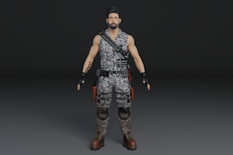 3d game male character modelling,3d army figure,sylized heroic character,ue5 rig