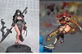 3d print and paint figure miniature, warhammer painting mini figure bust, statue