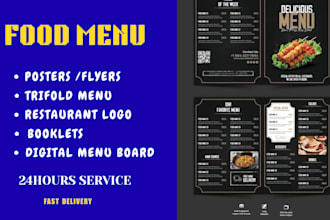 create a modern restaurant menu digital food menu board that matches your brand