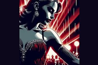 design retro vintage movie poster design, flyer, comic art