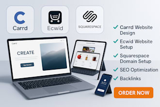 design carrd and ecwid website, connect domain set up squarespace, seo backlinks