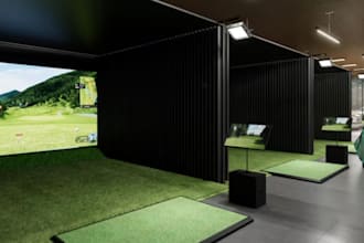 2d and 3d indoor mini golf course design,8k rendering, golf landscape design,bar