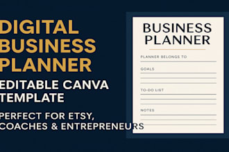 design a digital business planner or productivity journal in canva