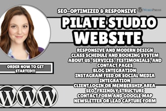 pilates website, fitness website, yoga website, wellness website, gym website
