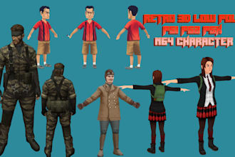 do n64 retro ps1 character, psx y2k ps2 style 3d low poly animation, ps1 vtuber