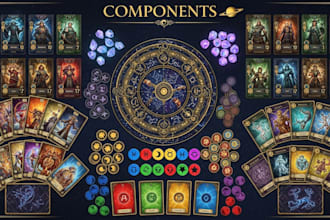 design custom zodiac card game pokers playing card illustration, tcg art noveau