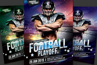 do modern football flyer, fitness flyer, gym flyer, and soccer flyer on same day
