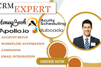 set up your honeybook CRM optimize dubsado workflows, and automate 17hats
