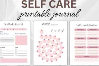 design custom self care, wellness, or reading journal ebook