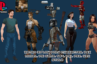 model, rig, animate retro 3d low poly character in ps1, ps2, n64, y2k or vtuber