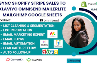 sync shopify stripe sales to klaviyo omnisend mailchimp mailerlite google sheets