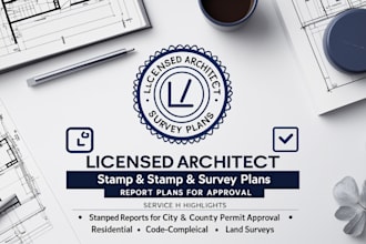 do  licensed architect stamp  land surveying report plans stamp for approval