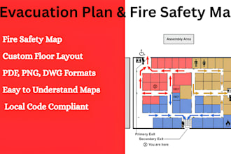 design evacuation plan, escape plan, firewall, safety plan map illustration