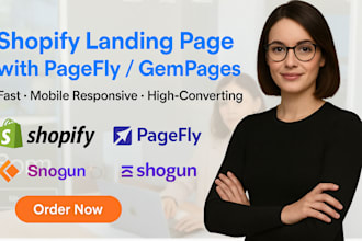 do shopify website landing page with pagefly gempages shogun  shopify website