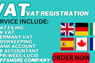 file UK, germany vat, bookkeeping, epr,weee,lucid, and set up offshore company
