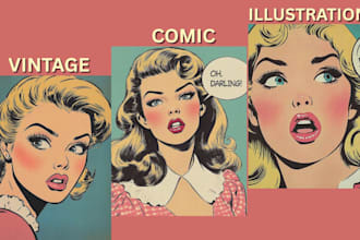 draw retro vintage comic art illustration comic book retro poster design pop art