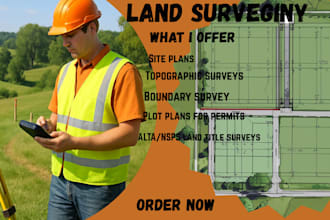 do ca, tx, fl grading plan, land surveying, topography with pe stamp
