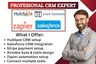 setup hubspot stripe pipedrive salesforce clickfunnel zapier API integration