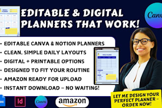 design editable digital planner, daily planner notion template printable planner