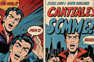 draw custom retro comic art vintage illustration poster design pop art