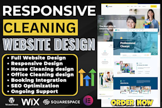 build cleaning website house cleaning, office cleaning website with booking