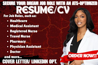 write ats resume for healthcare, medical, nursing, pharmacy resume and CV