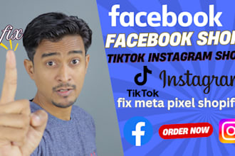 set up facebook shop tiktok instagram shop fix meta pixel shopify