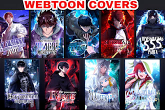 draw detailed wednovel cover, webtoon cover, light manga novel cover art design