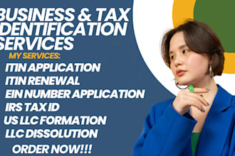 provide irs tax id, itin application, ein number, llc formation, non residents