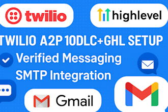 setup twillio a2p 10dlc registration gohighlevel  gmail SMTP integration