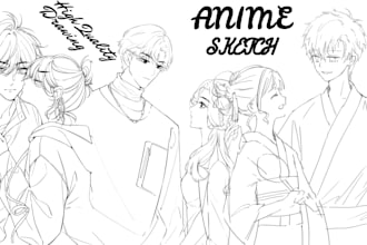 draw professional anime style sketch of your character oc or fanart