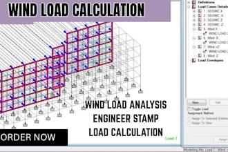 provide wind load calculation seismic design plan review with pe stamp