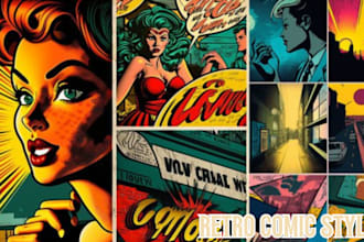 draw vintage comic illustration retro comic page, pop art poster art comic nsfw