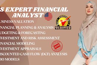 do a financial plan, analysis, model, business plan, valuation and  dcf analysis
