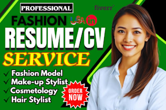 write a professional resume, CV for fashion industry, hair stylist, cosmetology