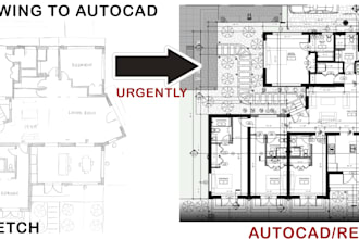 draw, redraw 2d architectural plans, autocad plans