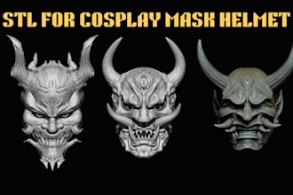 design 3d cosplay helmets with stl, print ready, and cut and key files